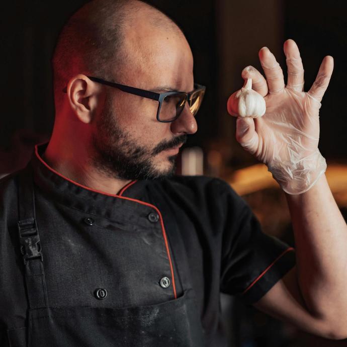 chef inspecting food