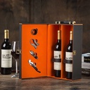 Double Bottle Leather Box (Black/Orange)