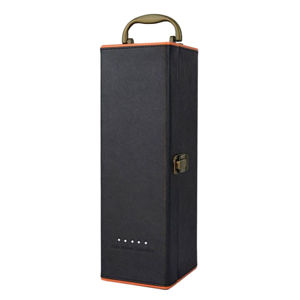 Single Bottle Leather Box (Black/Orange) (with accessories)