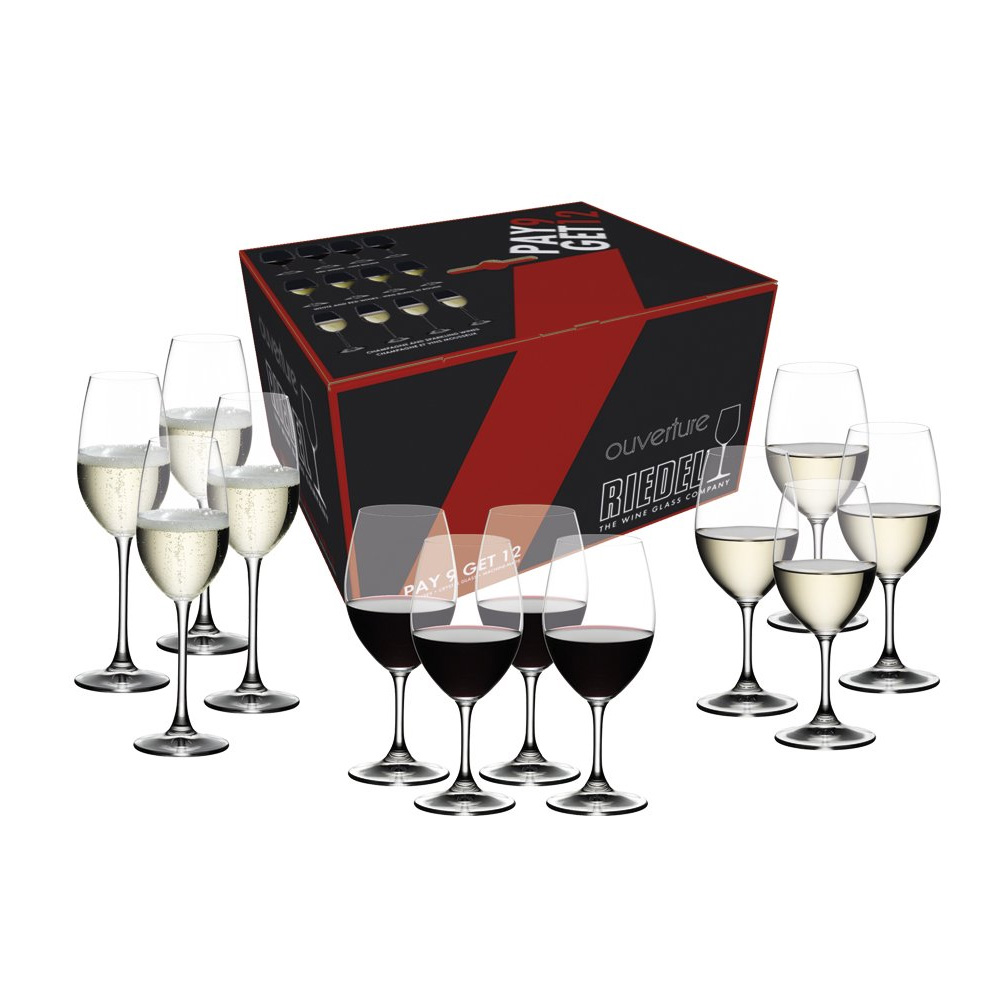 Riedel 5408/93 Ouverture Red and White Magnum Glass & Champagne Flute, Set  of 12